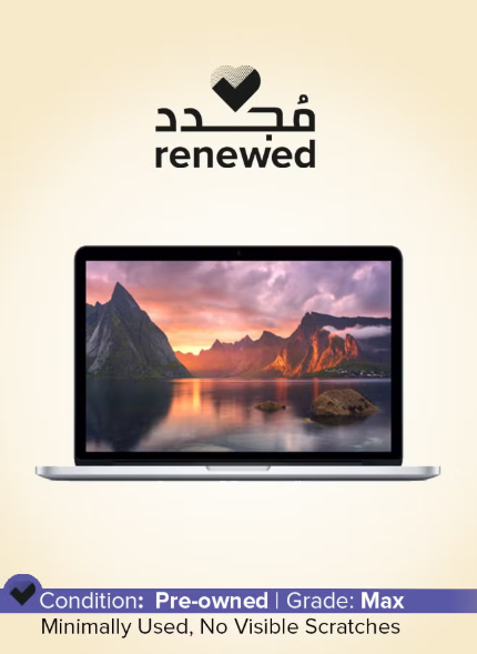 Renewed - MacBook Pro A1502 (2015) with a 13.3-inch Retina Display, Intel Core i5 Dual-Core processor, 8GB RAM, and 256GB SSD.